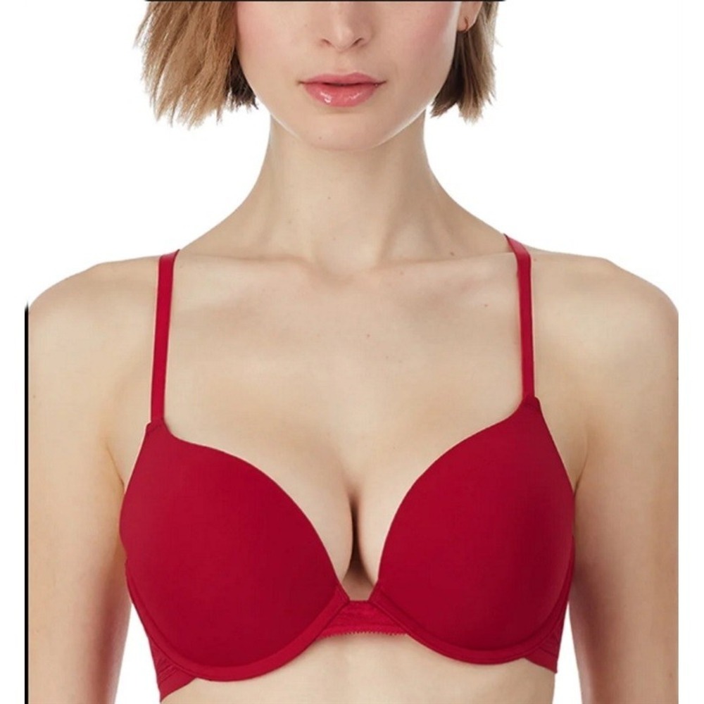NWT OnGossamer 32B Sleek Micro Push Up Bra Lace g9200 Red 96970